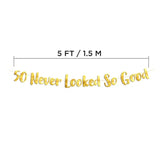 50 Never Looked So Good Gold Glitter Banner - 50Th Anniversary And Birthday Party Decorations