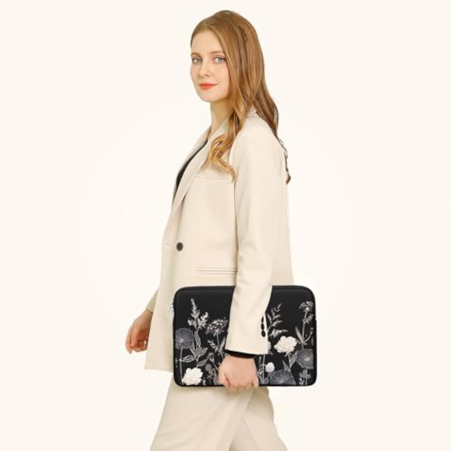 MOSISO Laptop Sleeve Compatible with MacBook Air/Pro, 13-13.3 inch Notebook, Compatible with MacBook Pro 14 inch M4 M3 M2 M1 Pro Max 2024-2021, Neoprene Carrying Bag Cover with Small Case,Retro Flower