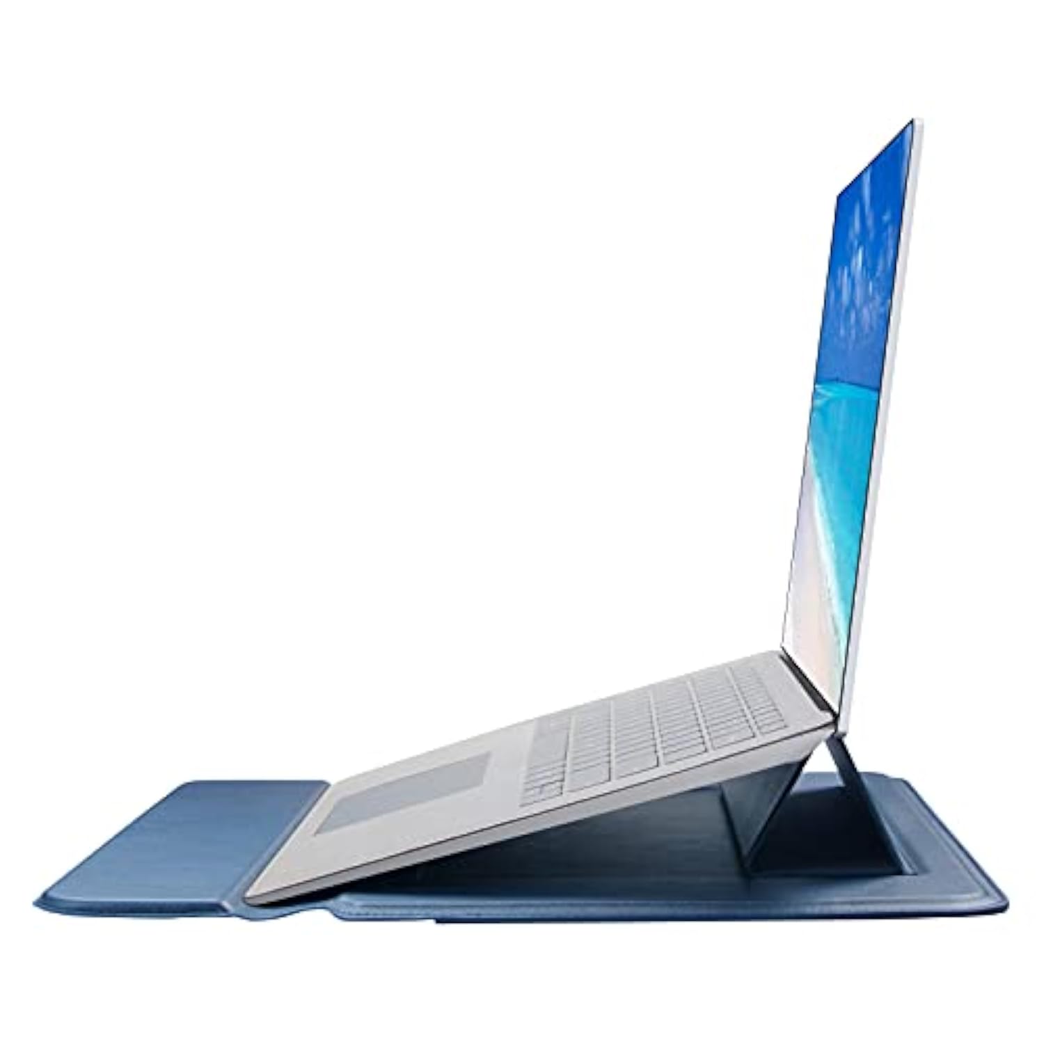 Happy Balls Laptop Sleeve Case 14inch with Stand Compatible with Microsoft Surface Laptop 5/4/3/2 13.5", MacBook Air/Pro 13.3", PU Leather Sleeve for 13-14" Notebook Computers(Dark Blue)