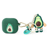 Silicone Case for AirPods 4 Earbuds 2024 Charging Shockproof Protective Headphones Cover with Cartoon Doll Anti-Lost Lanyard for Men Women Teens Avocado Design