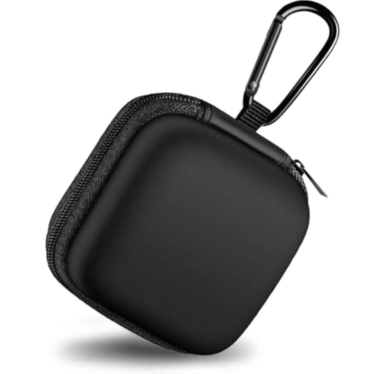 Square Earbud Case Portable Eva Carrying Case Storage Bag Cell Phone Accessories Organizer With Carabiner For Earphone, Earbud, Earpieces, Sd Memory Card, Camera Chips, Tech Pouch, Black