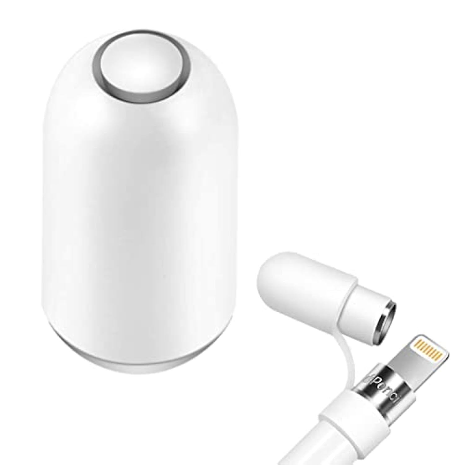 Magnetic Replacement Cap for Apple Pencil 1st Gen with Silicone Holder White