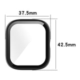 2-Pack Compatible For Amazfit Gts 4 Mini Screen Protector Cover, Tempered Glass Screen + All-Round Pc Matte Protector Case Set For Amazfit Gts 4 Mini For Women Men (Black&Clear)