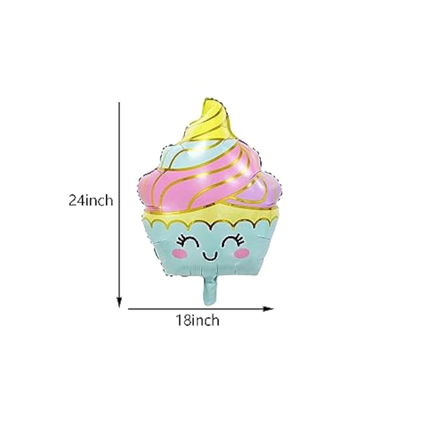 6-pc large ice cream mylar balloons for summer, luau, birthday & baby shower décor