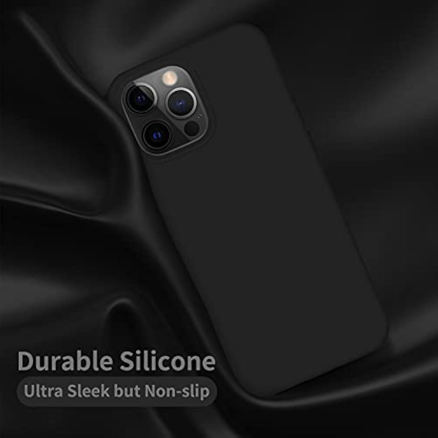 Designed For Iphone 13 Pro Max Case, Silicone Ultra Slim Shockproof Protective Phone Case With [Soft Anti-Scratch Microfiber Lining], 6.7 Inch, Black