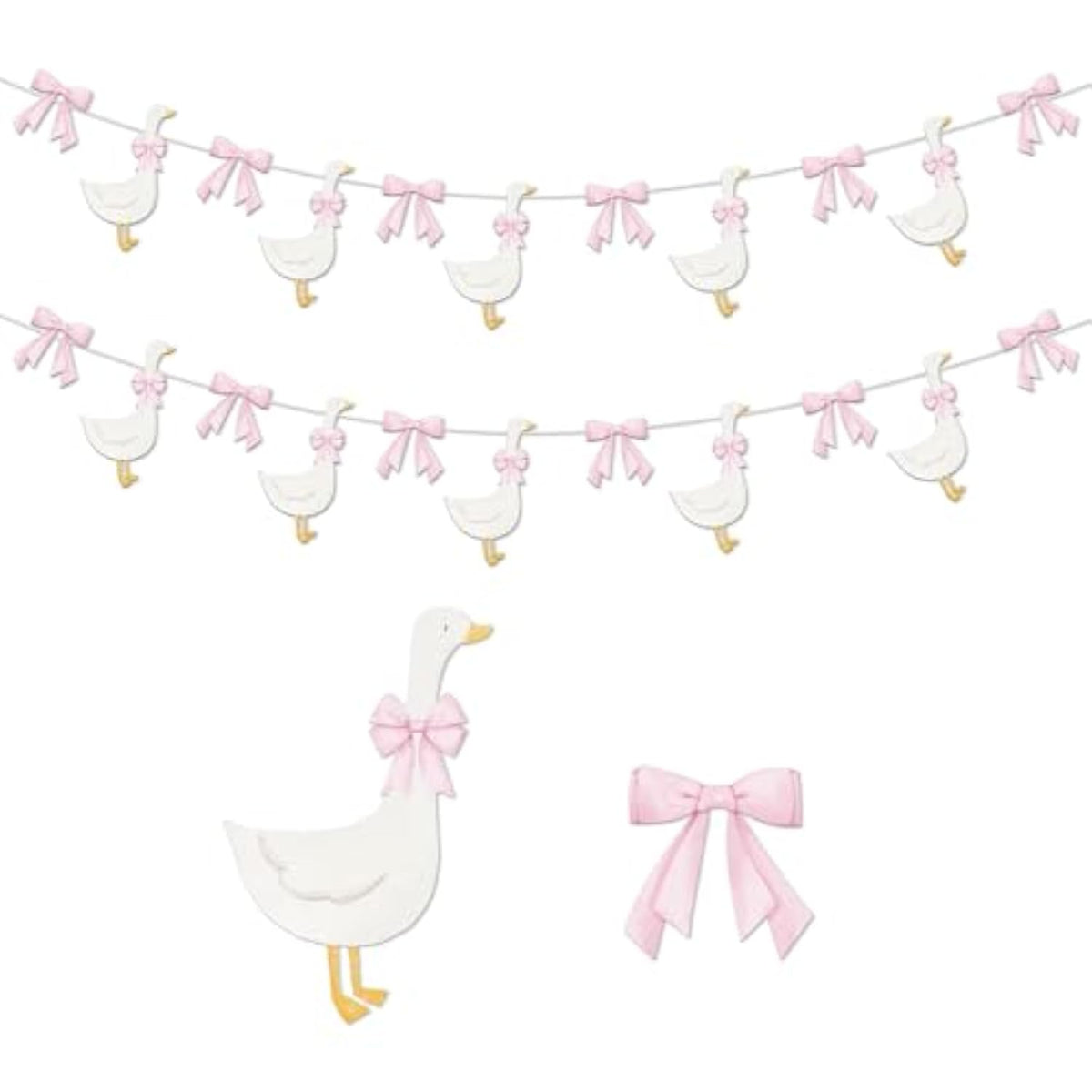 2-Set Pink Silly Goose Birthday Banners for Baby Shower & Parties