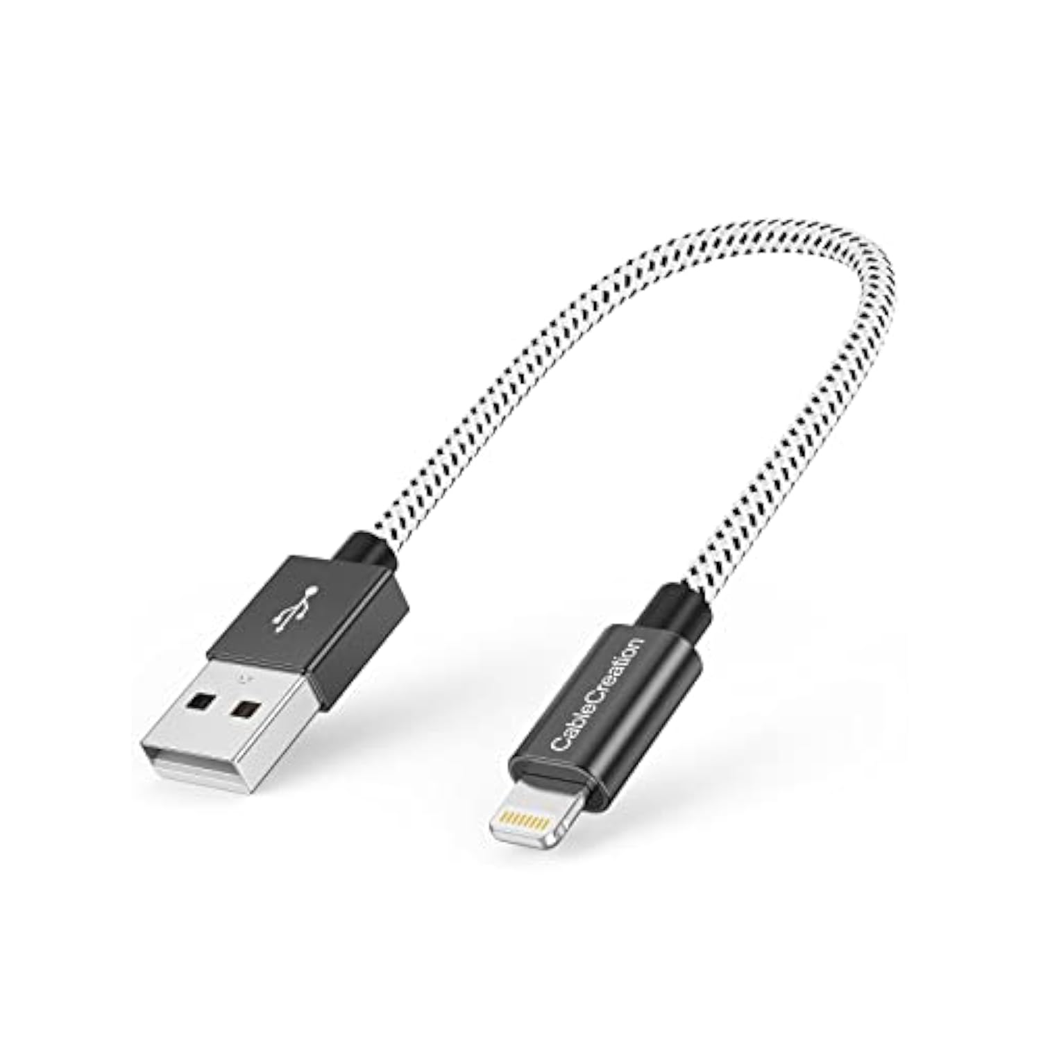 CableCreation 0.5 Feet Short iPhone Charger Cable, [MFi Certified] Lightning to USB Data Sync Cord, Compatible with iPhone 14/14 Pro, AirPods Pro, iPhone 13/13 Pro/12, iPad Pro, Air, 0.15M Black&White