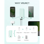Portable Charger Built-In Cables And Ac Wall Plug, Usb C Power Bank 10000Mah, Travel Battery Portable Phone Charger Compact Lightweight External Battery Pack For Smart Phones, Tablets Etc-Green