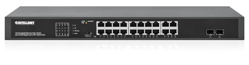 Intellinet 16 Port Poe+ Ethernet Switch With 4 Rj45 Gigabit And 2 Sfp Uplink Ports - 300W Power Budget, Output Up To 32W Per Port, Unmanaged, Wall Mountable/Desktop, Vlan Mode-3 Yr Mfg 561419
