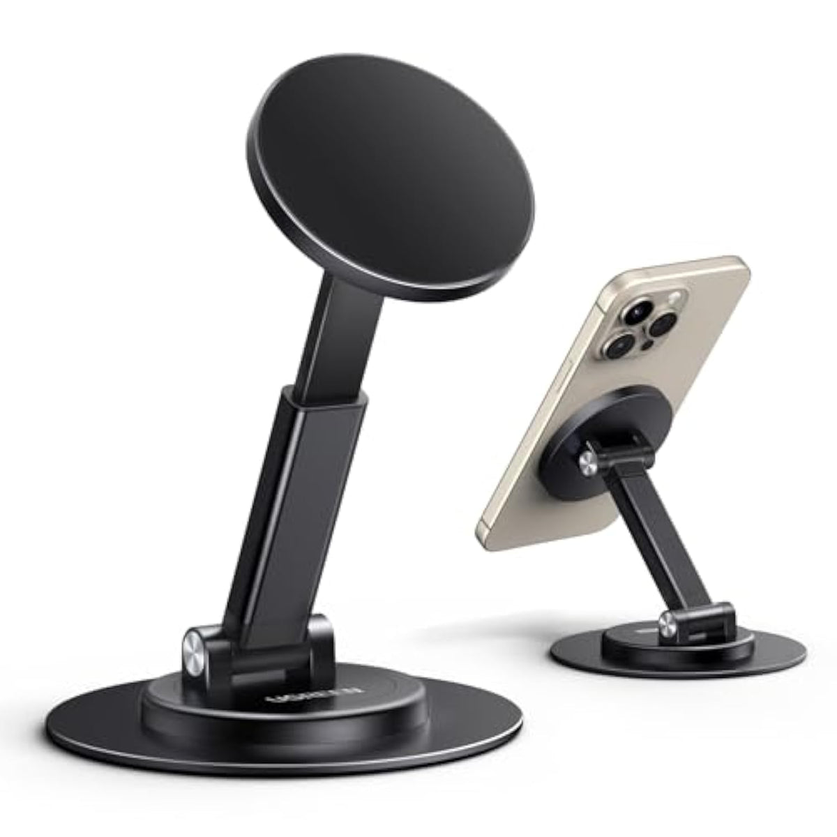 UGREEN Magnetic Phone Stand for MagSafe, Height Adjustable iPhone Stand for Desk with 360° Rotation Compatible for iPhone 16 15 Pro Max 14 Pro 13 12 and MagSafe Case, Black