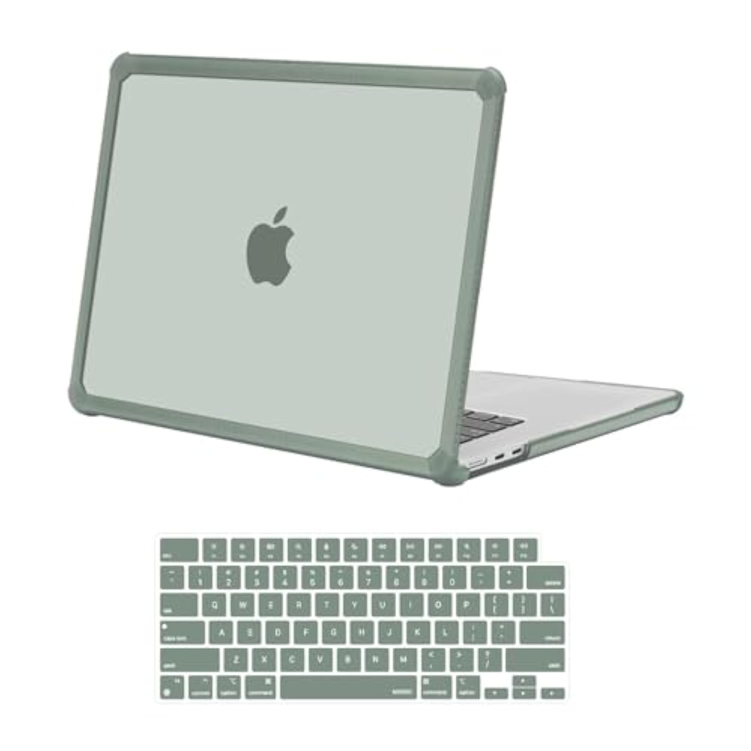 MOSISO Compatible with MacBook Air 15 inch Case 2025 2024 2023 Release M4 A3241 M3 A3114 M2 A2941, Anti-Cracking&Anti-Fingerprint Heavy Duty Hard Shell with TPU Bumper&Keyboard Cover, Emerald Green