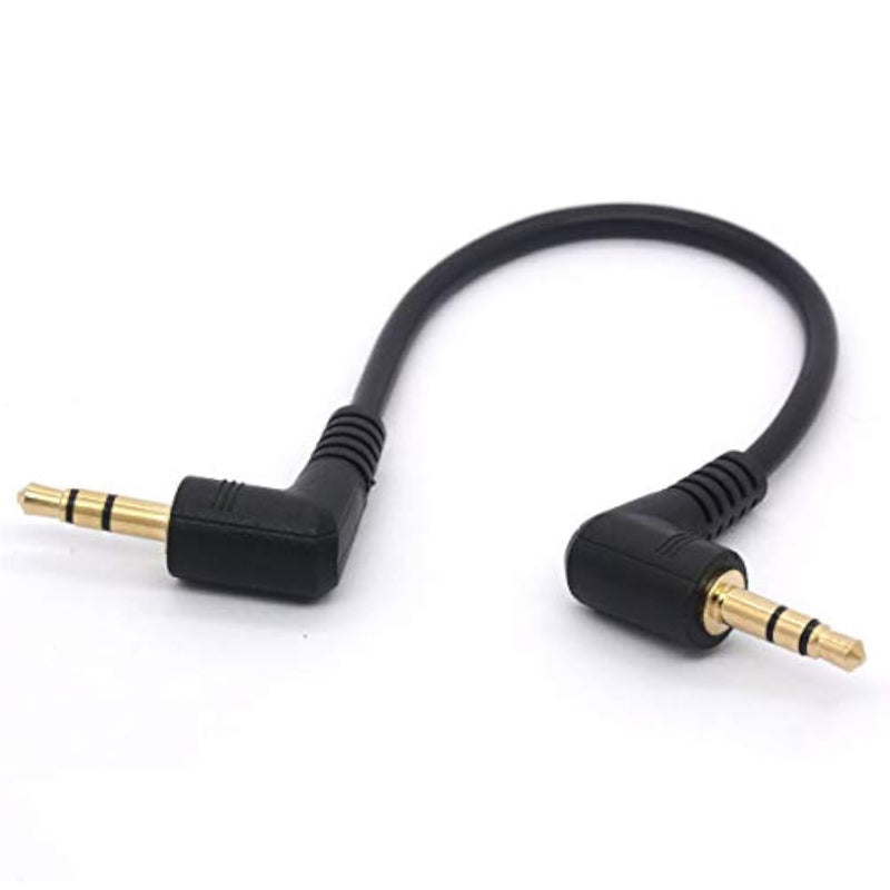Short 3.5Mm Right Angle Cable, Gold Plated 90 Degree 3.5 Male To Male Audio Stereo Jack Plug Car Aux 3-Pole Trs (20 Cm)