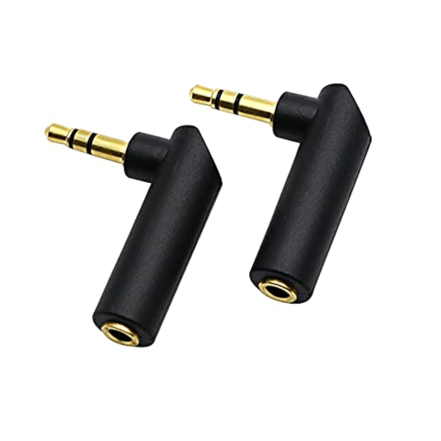 3.5Mm Angle Male To Female Audio Adapter, 90 Degree Right Angle Gold-Plated Trs Stereo Jack Plug Aux Connector Compatible With Headset, Tablets, Mp3 Players, Speakers(2 Pack)