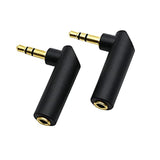 3.5Mm Angle Male To Female Audio Adapter, 90 Degree Right Angle Gold-Plated Trs Stereo Jack Plug Aux Connector Compatible With Headset, Tablets, Mp3 Players, Speakers(2 Pack)