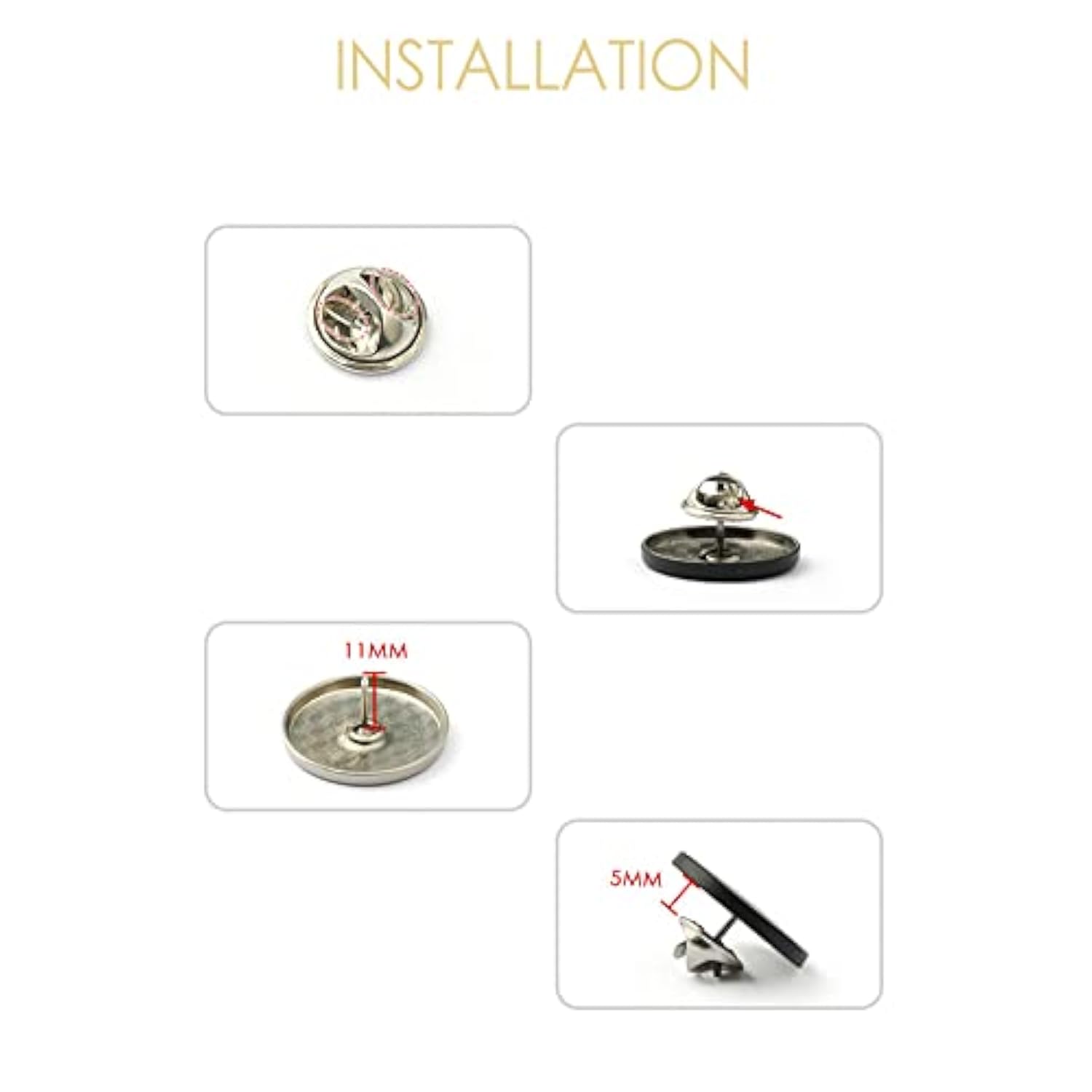 10Pcs Texture Surface Metal Buttons Pins No Sew & No Tools Instant Rep