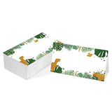 Table Place Card, Jungle Safari Animals Themed Tent Style Cards, Pack Of 25 Half-Fold Reception Place Card, Gold Wild Animal Food Labels, Perfect For Baby Shower, Birthday Party C09