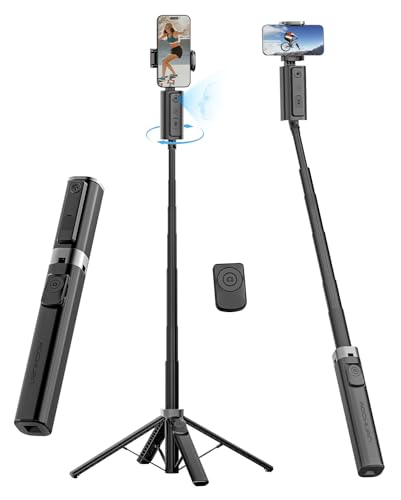 Face Tracking Tripod for iPhone & Android,57'' Expandable 360 Rotation Selfie Stick that Follows Your Movement Rotation w/Remote, No APP, Phone