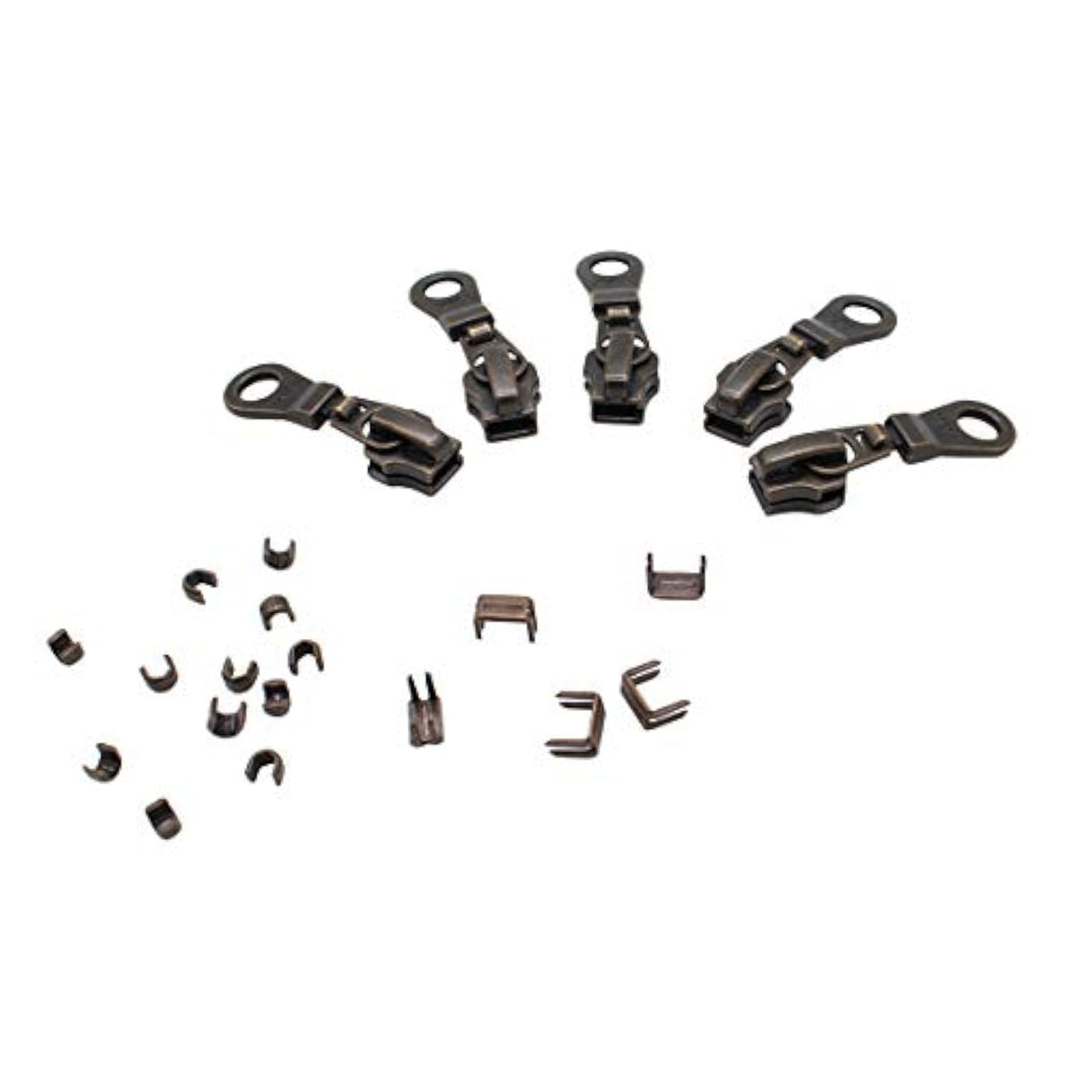Zipper Repair Kit Solution 5 Zipper Heads - Sliders With Pulls #5 Bran