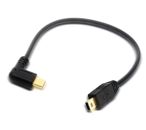 Mini USB to USB C Cable, Right Angled USB C to Mini USB Male to Male Converter Cable Cord for Digital Camera and More 10inch/25cm