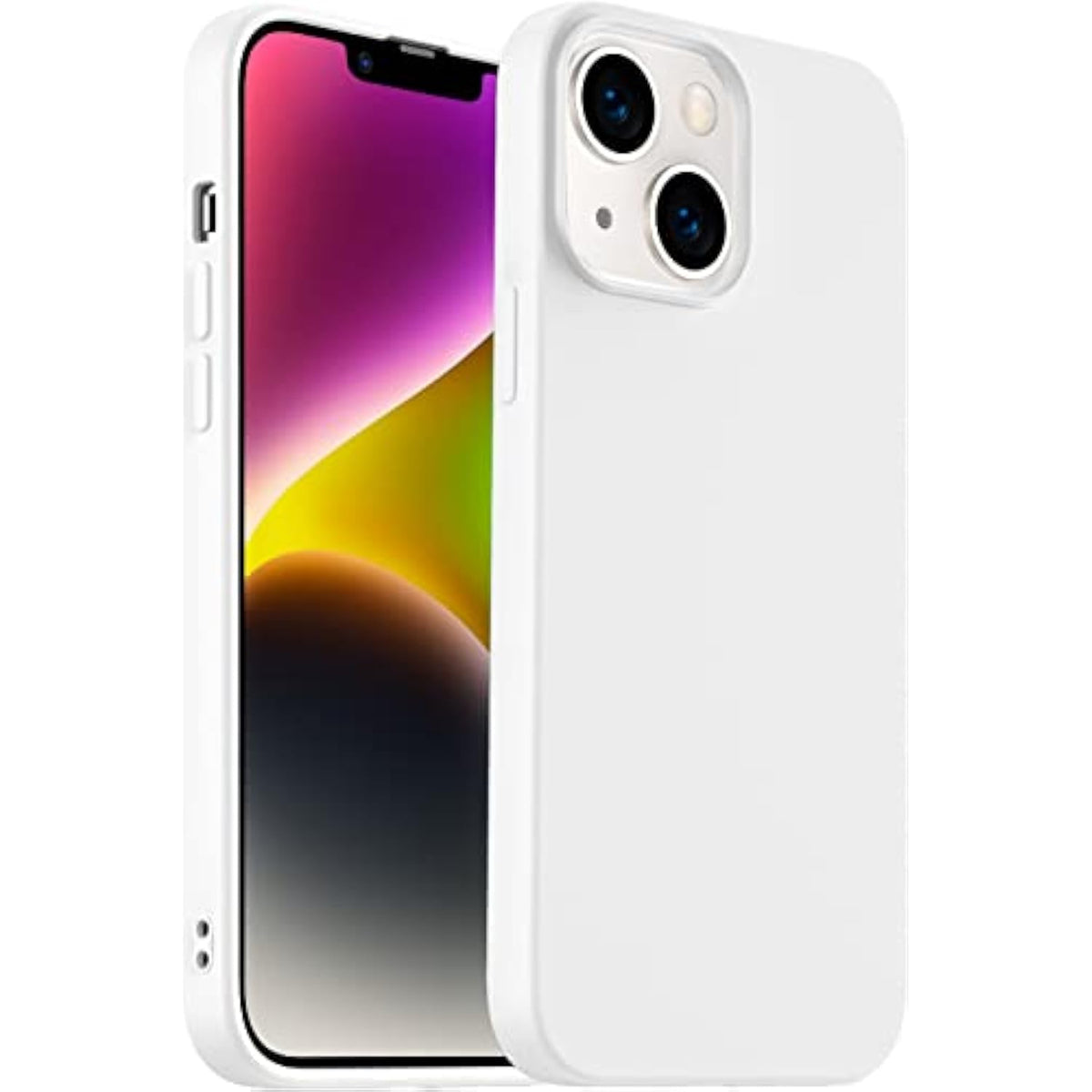 Designed For Iphone 14 Case, Silicone Ultra Slim Shockproof Phone Case With Soft Anti-Scratch Microfiber Lining, [Enhanced Camera Protection] 6.1 Inch (White)