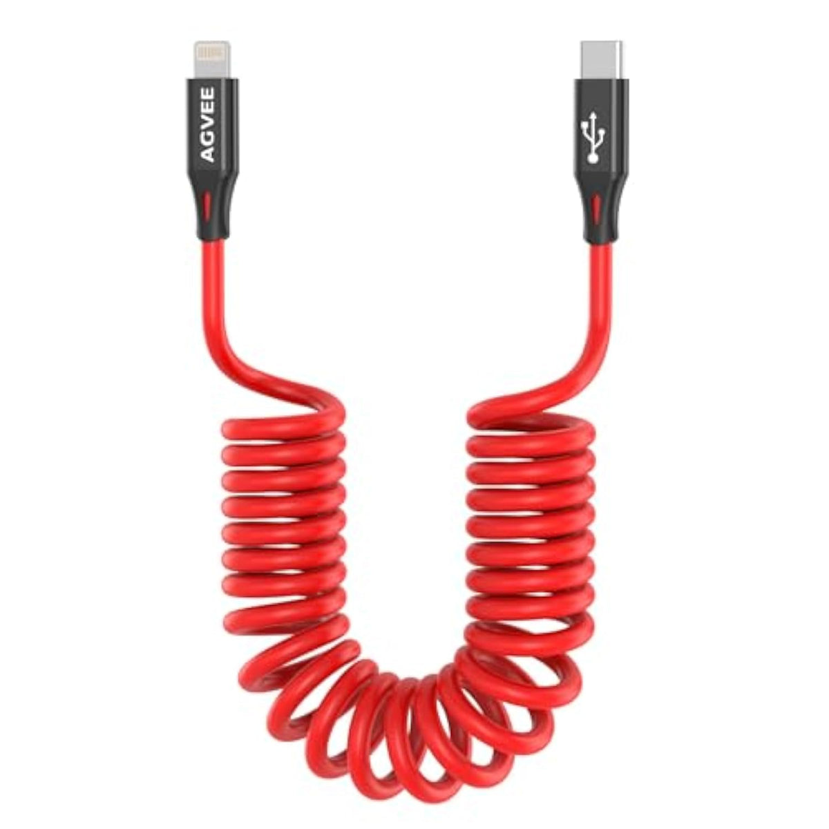 3Ft Coiled Short Usb-C To Lightning Charging Cable [Mfi Certified] 30W Pd Fast Charger Cord In Car For Iphone 14/13/12/11/Xs/8/7/6/5 Carplay, Ipad, Ipod, Red