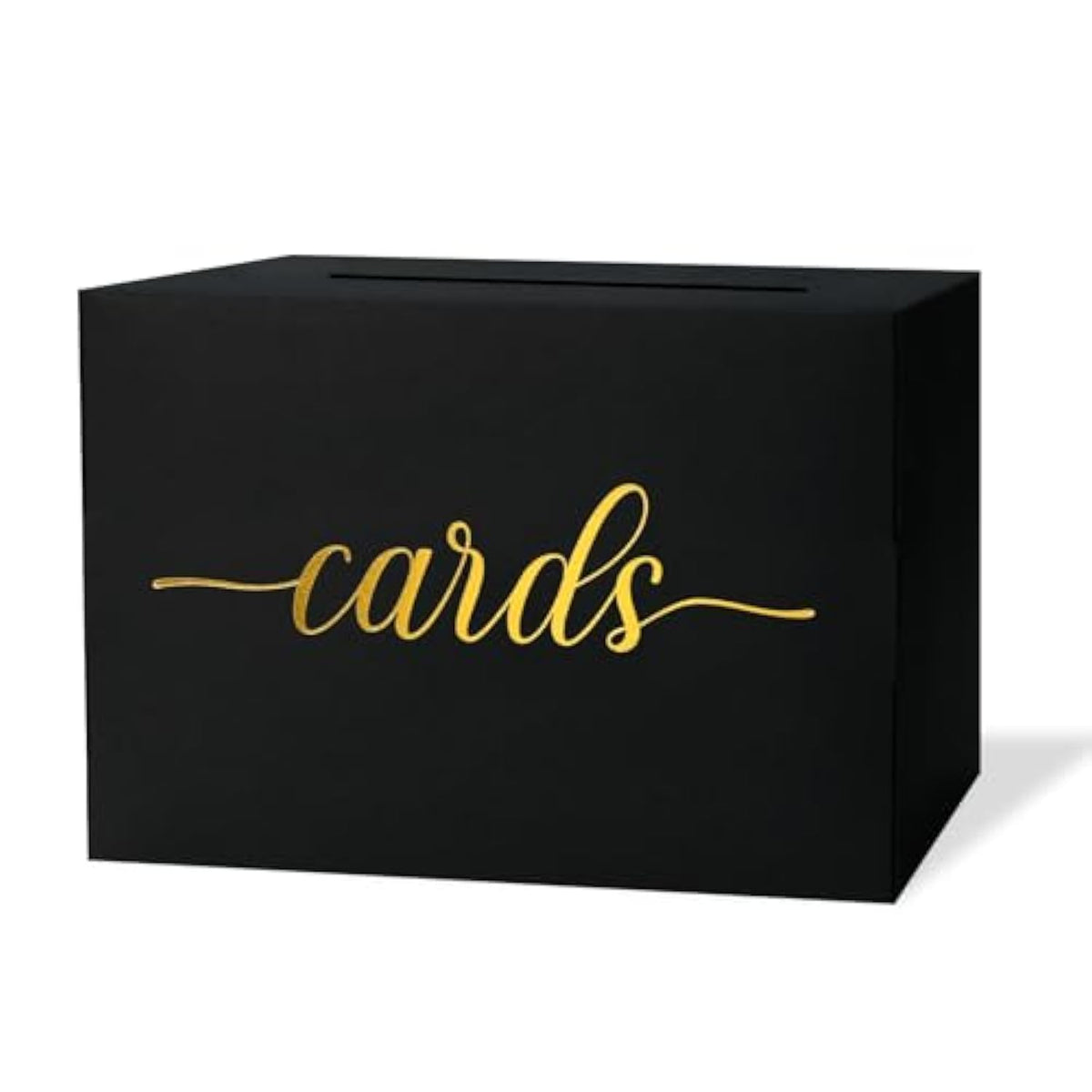 Black Card Box For Party, Gift Cards Box Holder With Gold Foil Design For Wedding Receptions, Bridal & Baby Showers, Graduations, Voting, Donate Money, Retirements, Anniversaries