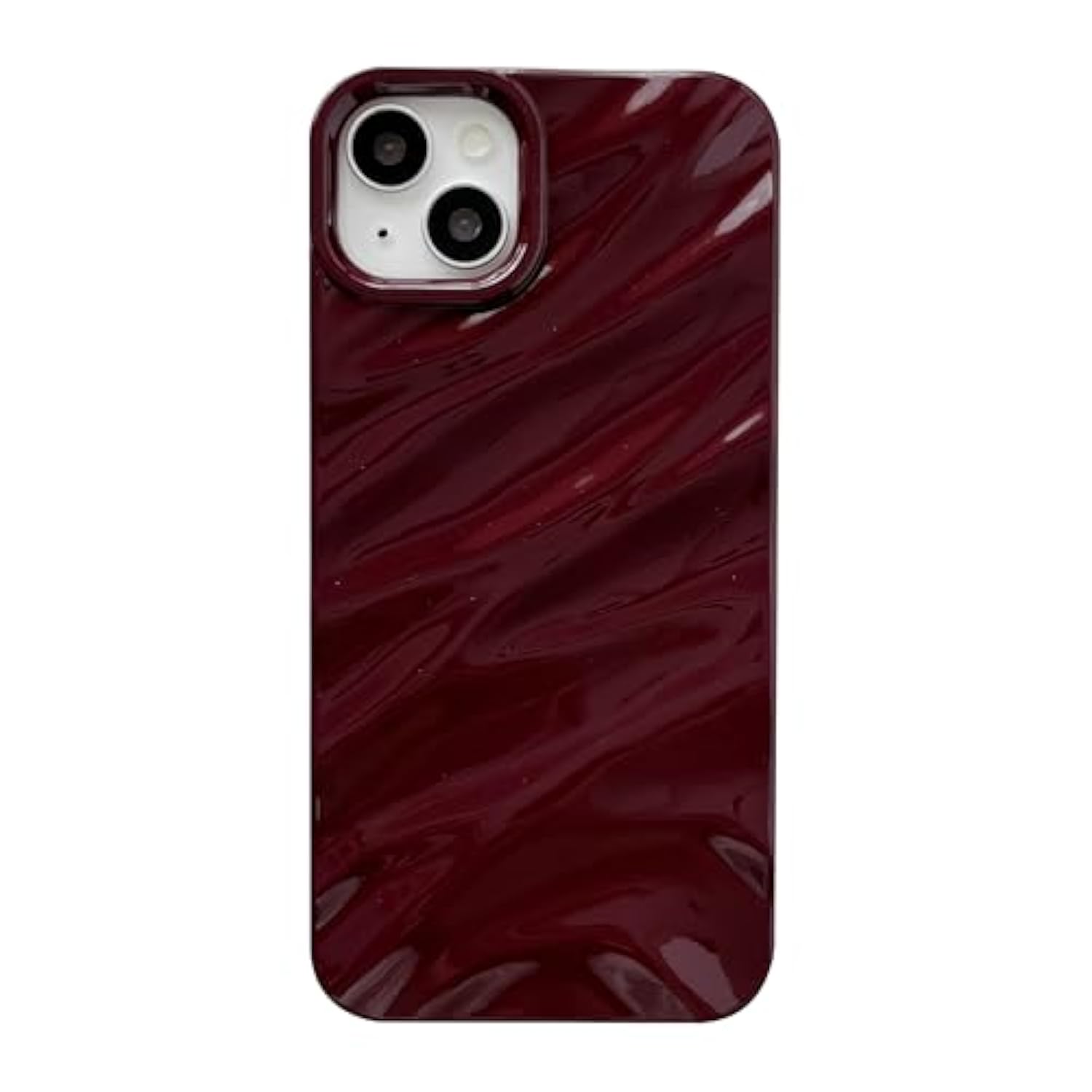 For Iphone 14 Plus Case,Water Ripple Pattern Curly Wave Shape Soft Phone Case (Wine Red)