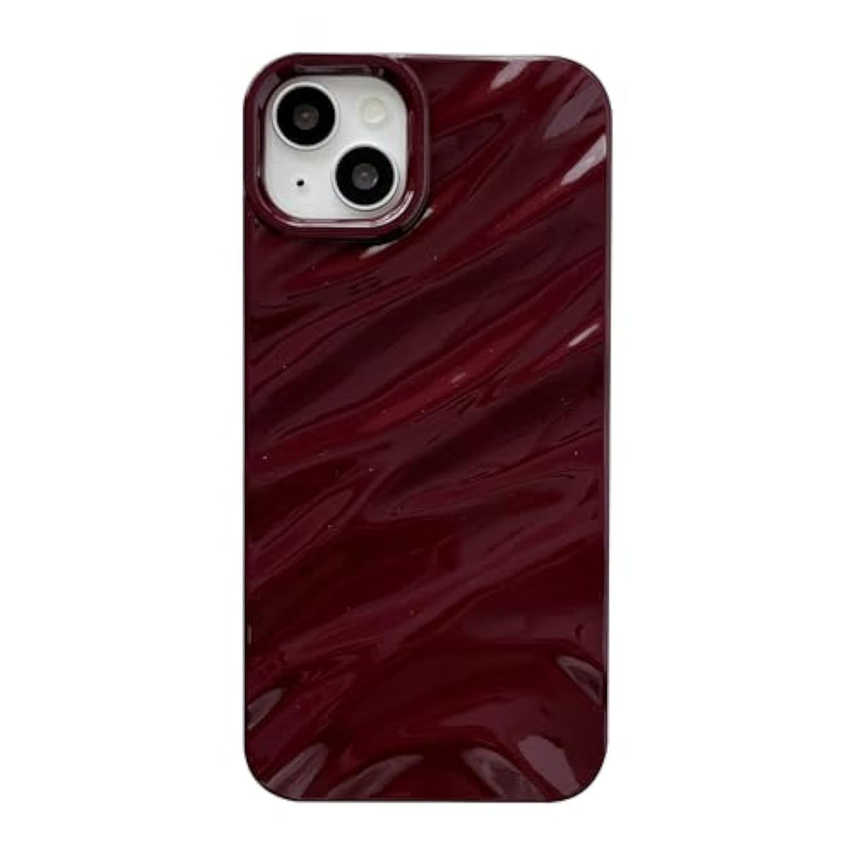 For Iphone 14 Plus Case,Water Ripple Pattern Curly Wave Shape Soft Phone Case (Wine Red)