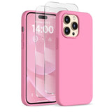 Designed For Iphone 14 Pro Case, Liquid Silicone Case [2X Screen Protectors], Shockproof Protective Slim Thin Phone Case With Anti-Scratch Soft Microfiber Lining, 6.1 Inch, Tender Pink