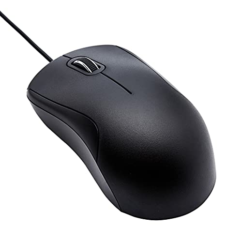 Basics 3-Button Usb Wired Mouse With Precision Scroll Wheel, 1000 Dpi, Ergonomic Grip, Plug And Play, 6-Foot Cable, Black