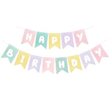 Pastel Happy Birthday Banner, Rainbow Bunting Sign for Girls Boys Party Decor