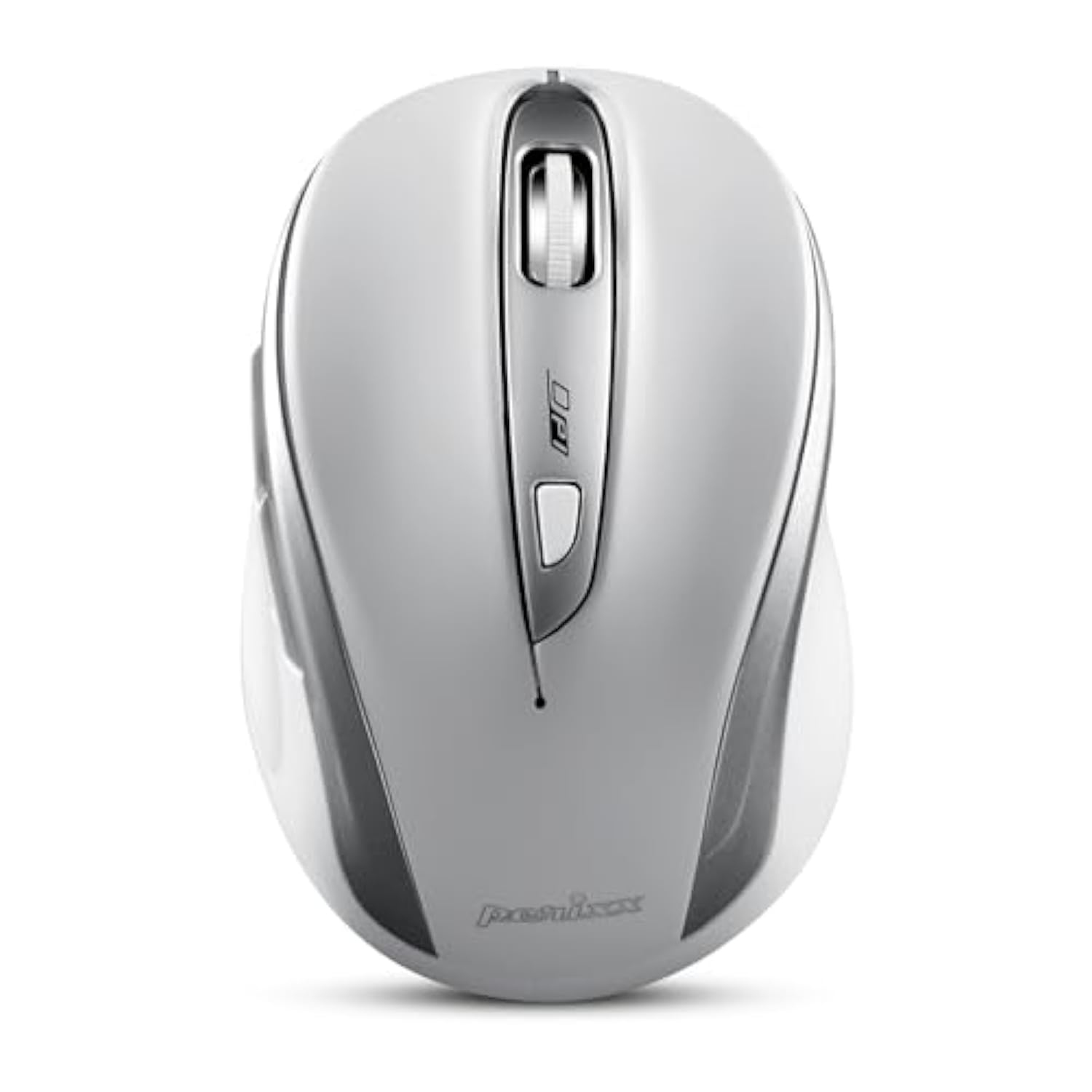 Perixx PERIMICE-721SW Wireless Ergonomic Mouse - 5 Button Optical Design - Silent Clicks - Compatible for Desktop and Laptop PC - Wireless 2.4 GHz - Silver White