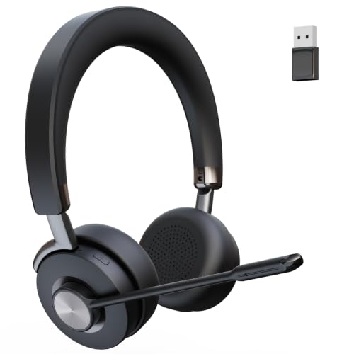 Bluetooth Office Headset with Active Noise Cancelling (ANC) for Clear Calls, Noise Cancelling Microphone for Call Center, Remote Work & Online