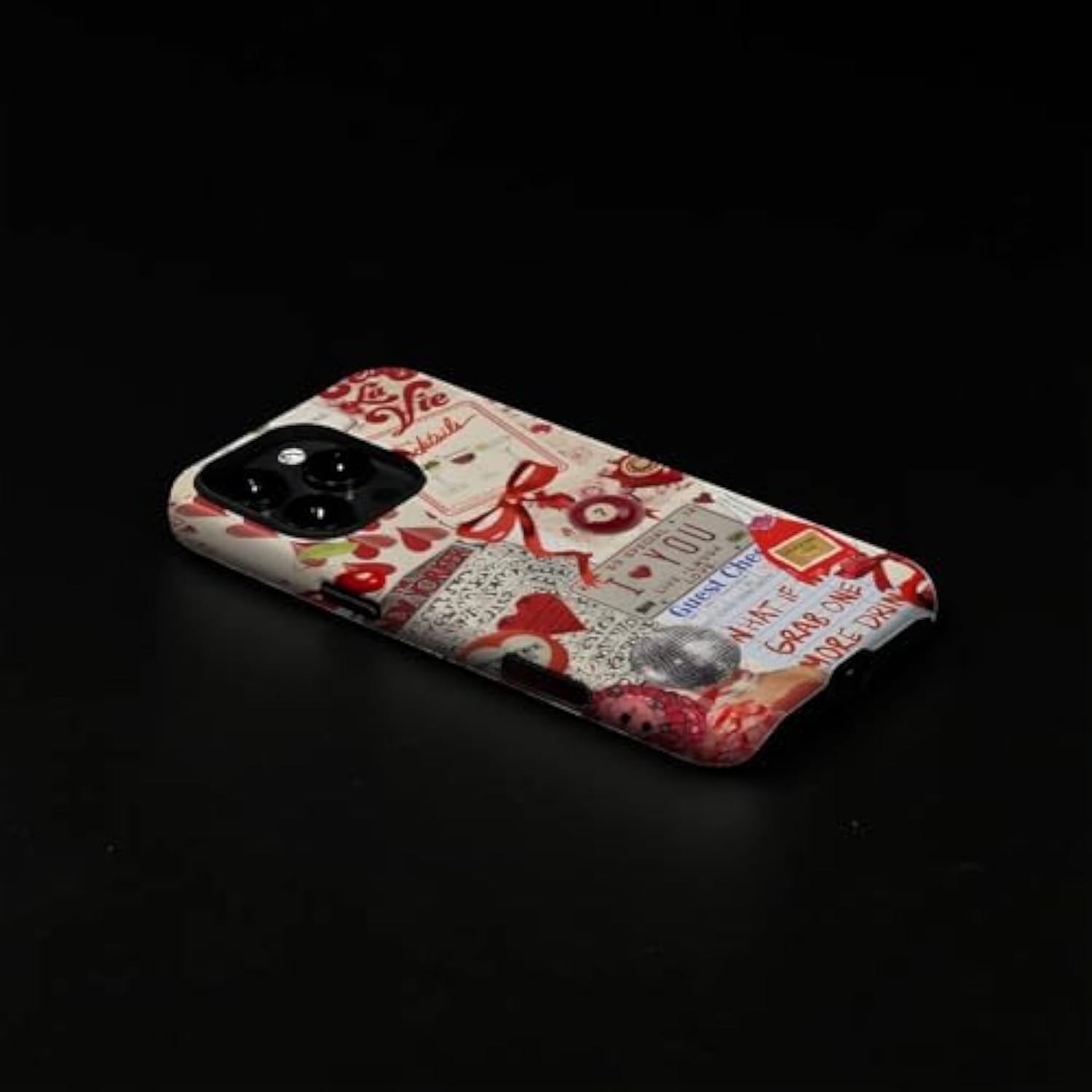Case For Iphone 16 Pro Max,Red Ball Bow Splice Exquisitely Pattern Double Protective Phone Cover Cases Soft Silicone For Iphone 16 Pro Max