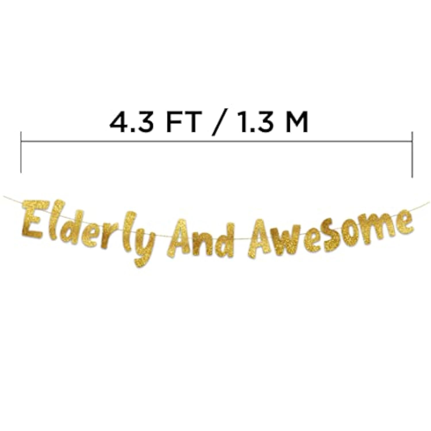 Pre-Strung Elderly And Awesome Gold Glitter Banner - Funny Retirement Decorations For Men And Women - Retirement Party Supplies And Gifts
