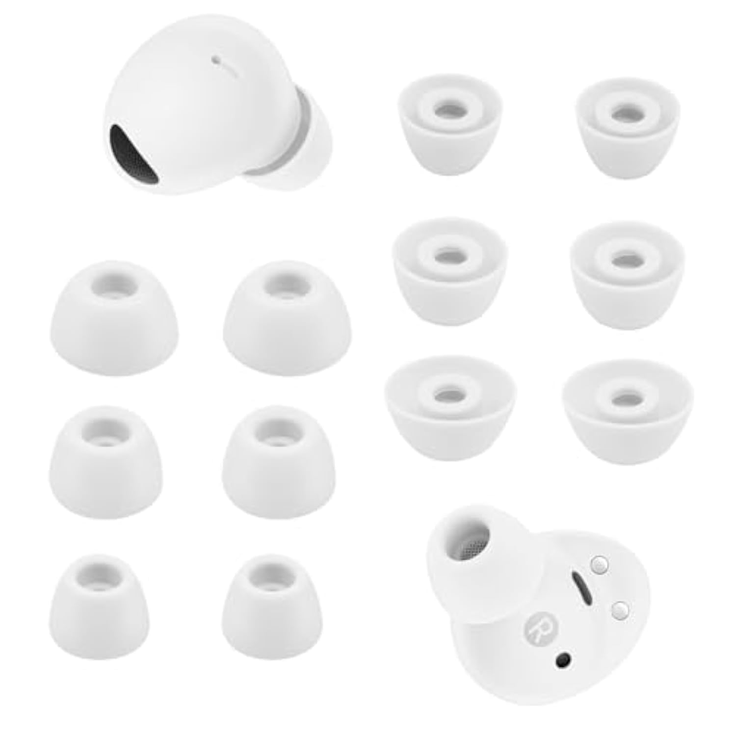Ear Tips For Samsung Galaxy Buds 2 Pro, 6 Pairs Silicone Replacement Earbud Tips S/M/L, Earbuds Ear Tips Buds Set (White)