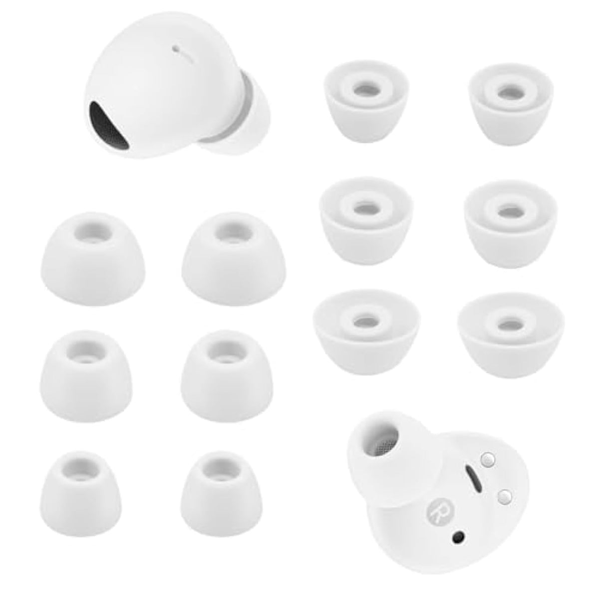 Ear Tips For Samsung Galaxy Buds 2 Pro, 6 Pairs Silicone Replacement Earbud Tips S/M/L, Earbuds Ear Tips Buds Set (White)