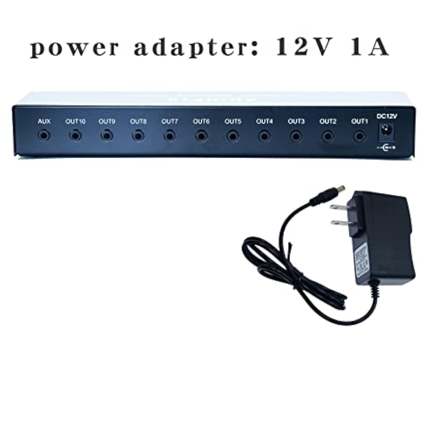 Aux Mini Jack Trs 3.5 Mm Input 1 In 10 Out Channel Headphone Amplifier Stereo Audio Amp With 12V 1A Power Adapter Distributor Headphone Splitter For Studio And Stage Black