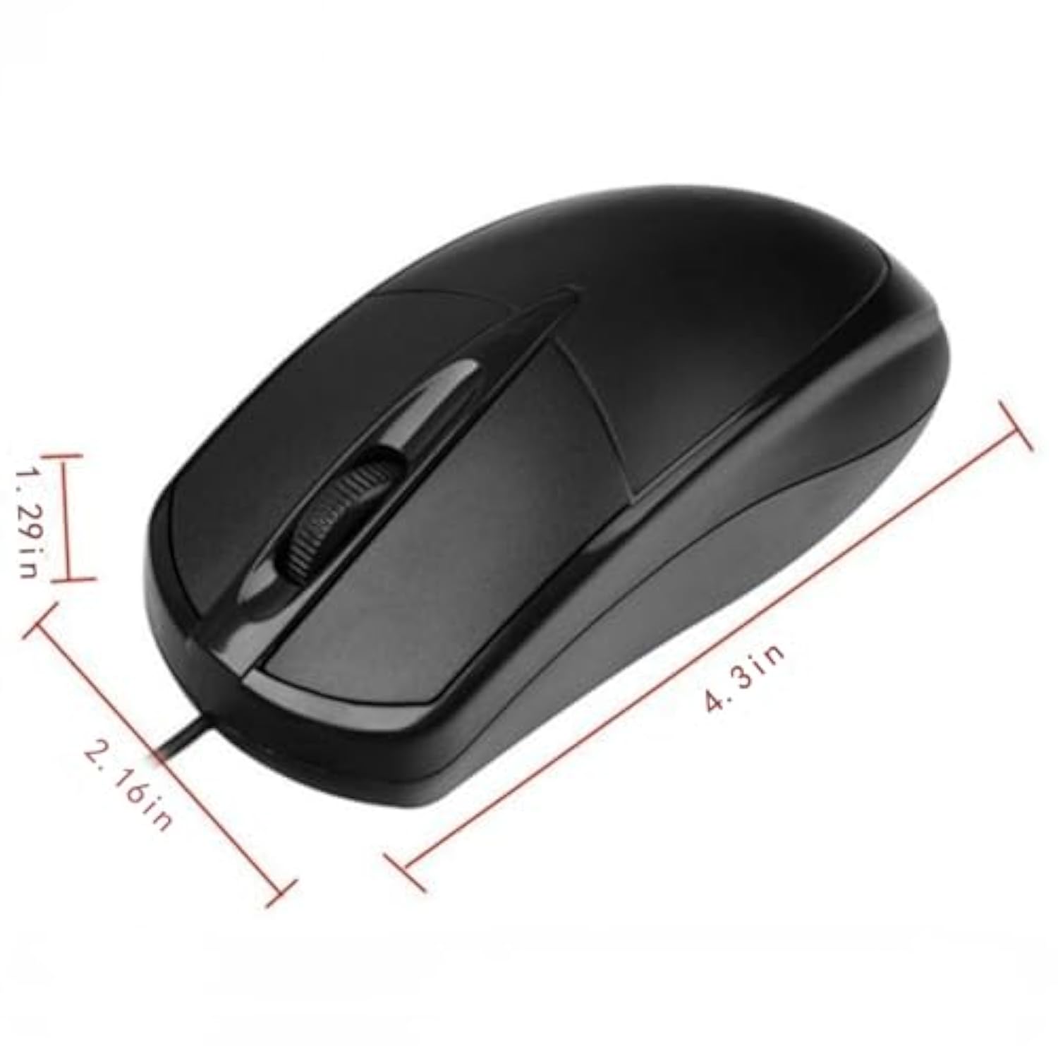 Wired Usb Computer Mouse - Silent Click, Ergonomic Comfort Grip, Braided Cable, Plug And Play, For Pc, Laptop And Desktop (Black)