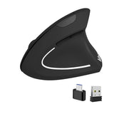 Ergonomic Wirelessmouse, Usb A+Type C(2 In 1) Connection, 800/1200/1600 Dpi, 6 Silent Buttons, 2.4Ghz Carpal Tunnel Rechargeable Vertical Mice, For Laptop, Desktop,Macbook-Black