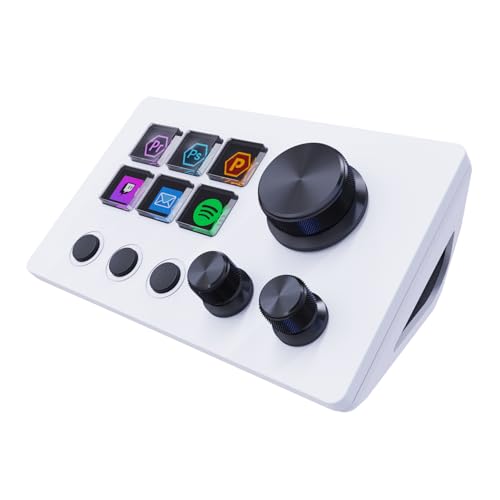 Streaming Macro Keypad,Stream Controller Deck,Gaming Shortcut Keyboard, With Customizable 6 Lcd Shortcut Keys, 3 Buttons And 3 Knobs, Trigger Actions In Obs/Twitch/Youtube, Windows 10/Mac14.0 (N3 White)