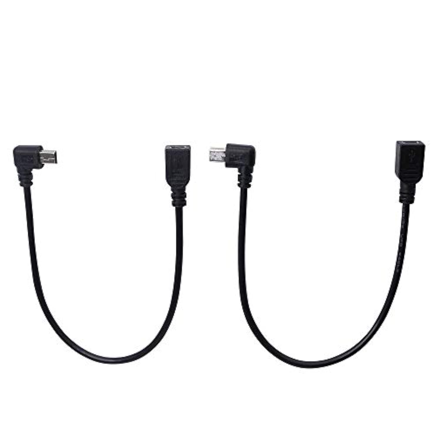 9Inch Mini Usb Cable Combo Mini Usb Female To Right Angle & Left Angle Male Data Sync And Charge Extension Cable (Black)(2-Pack) Rl
