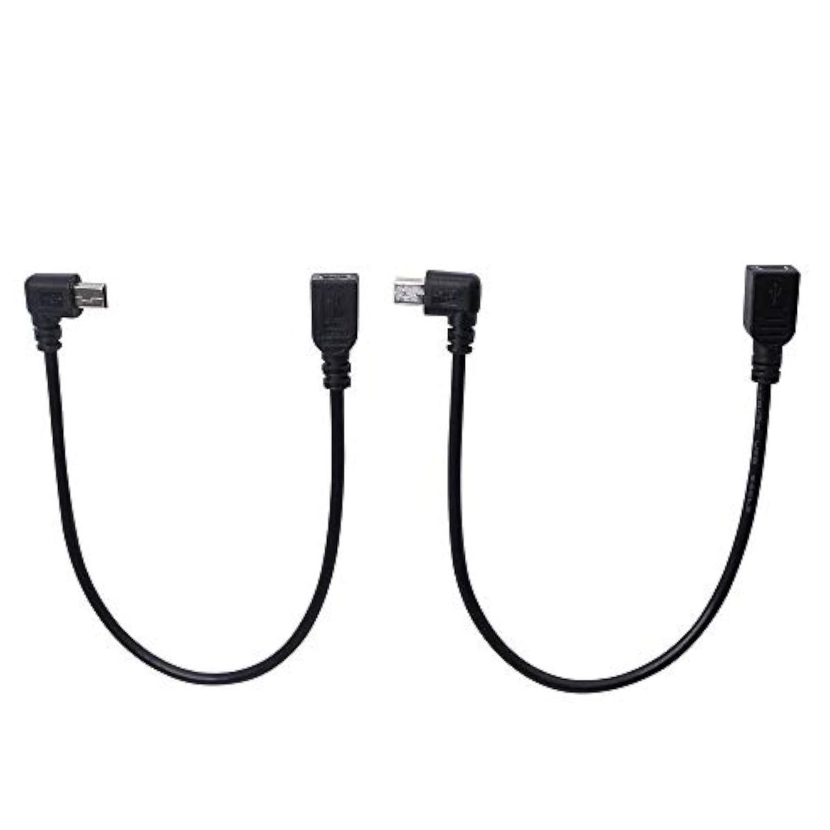 9Inch Mini Usb Cable Combo Mini Usb Female To Right Angle & Left Angle Male Data Sync And Charge Extension Cable (Black)(2-Pack) Rl