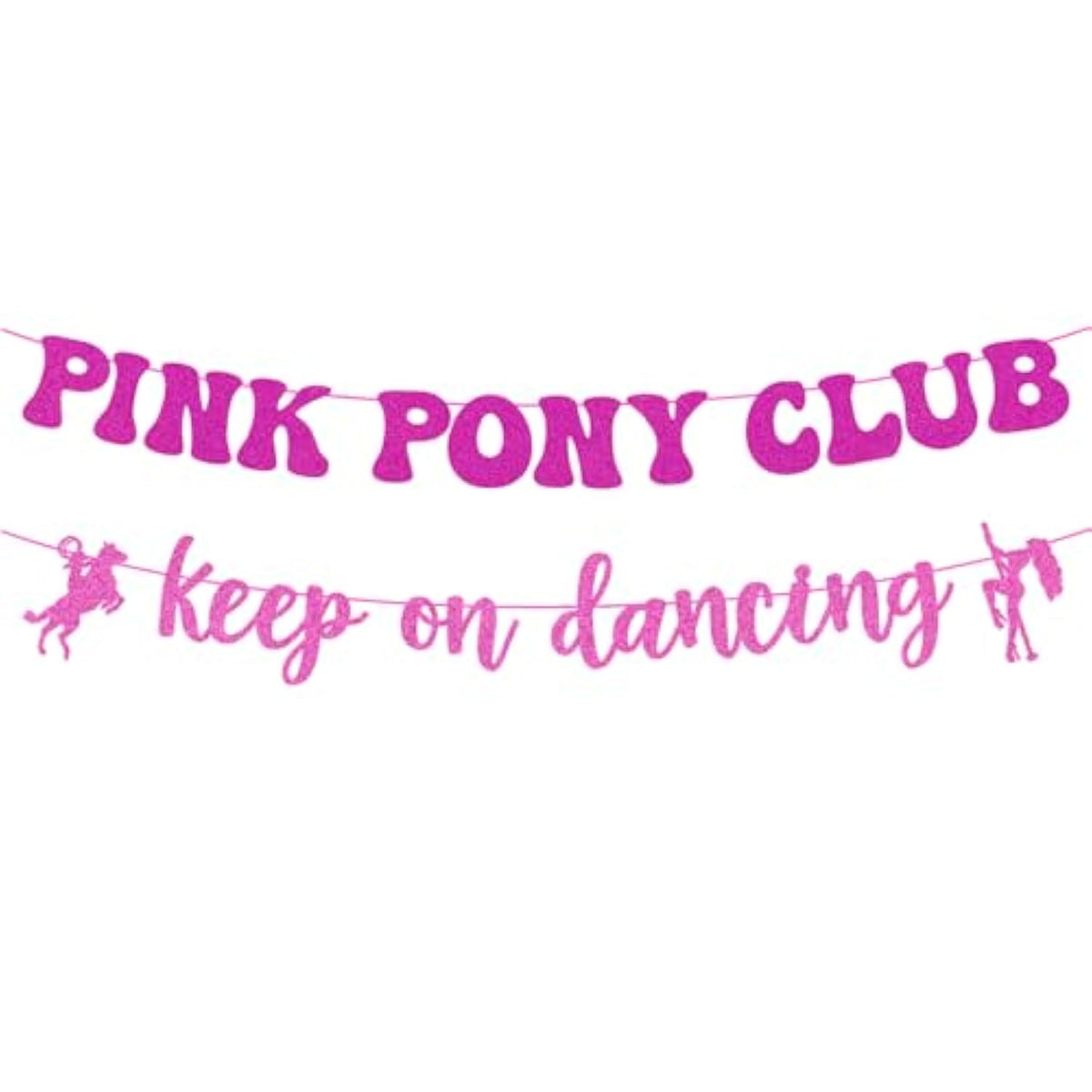 Pink Glitter Pony Club Party Banner Disco Cowgirl & Western Party Decor