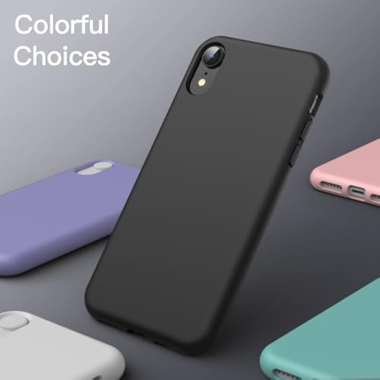 Jetech Silicone Case For Xr, 6.1-Inch, Silky-Soft Touch Full-Body Protective Case, Shockproof Cover With Microfiber Lining (Black)