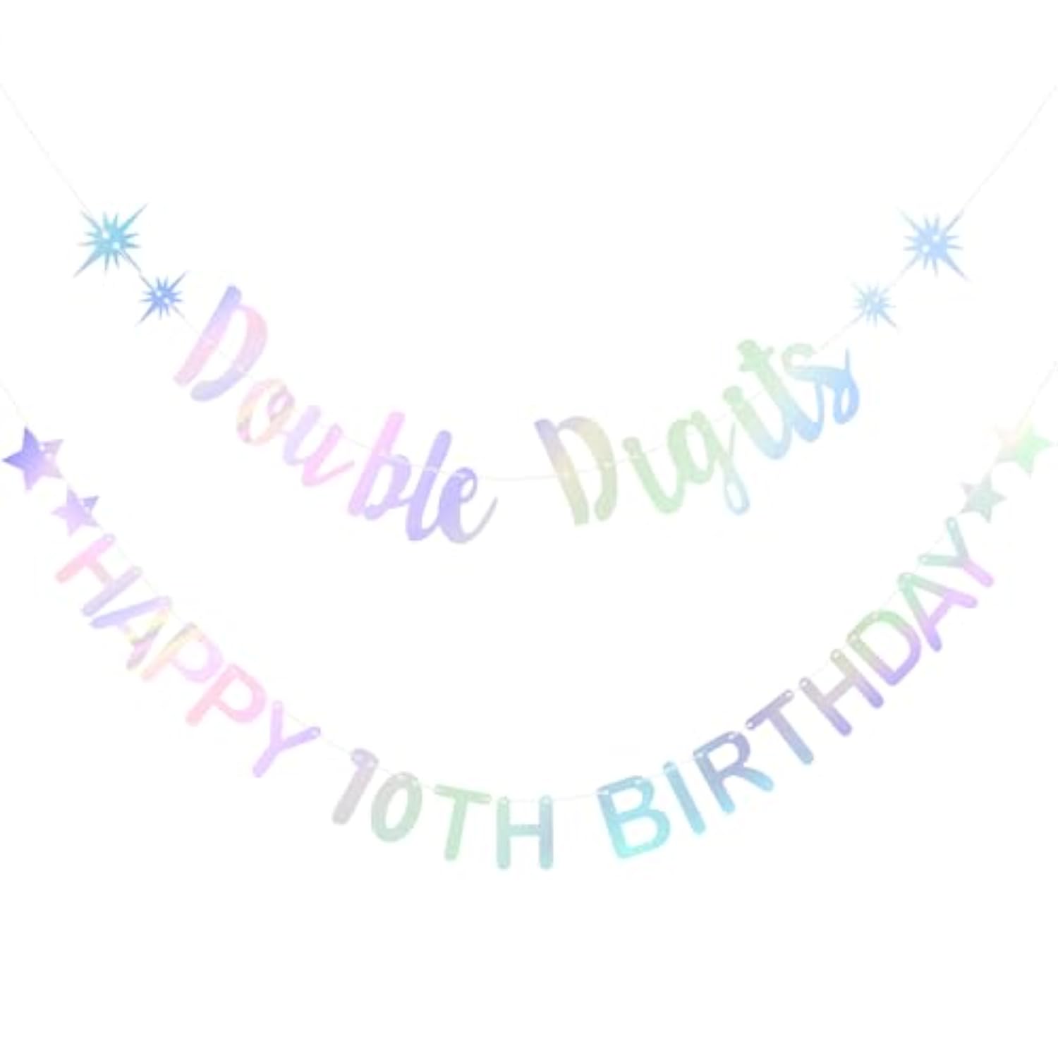 In My Double Digits Era Banner Iridescent Glitter 10th Birthday Party Decorations