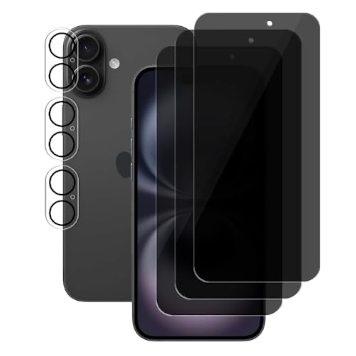 (3+3) For Iphone 16 Plus (6.7 Inch) (3 Pack) Anti Spy Private Tempered Glass Film Privacy Screen Protector And (3 Pack) Camera Lens Protector [Not Affect Flash], 9H Hardness, Anti Scratch