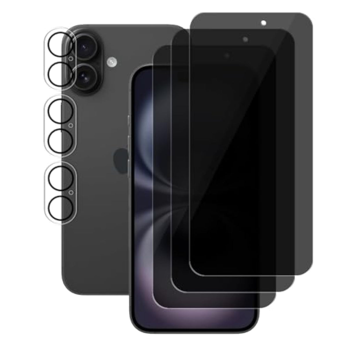 (3+3) For Iphone 16 Plus (6.7 Inch) (3 Pack) Anti Spy Private Tempered Glass Film Privacy Screen Protector And (3 Pack) Camera Lens Protector [Not Affect Flash], 9H Hardness, Anti Scratch