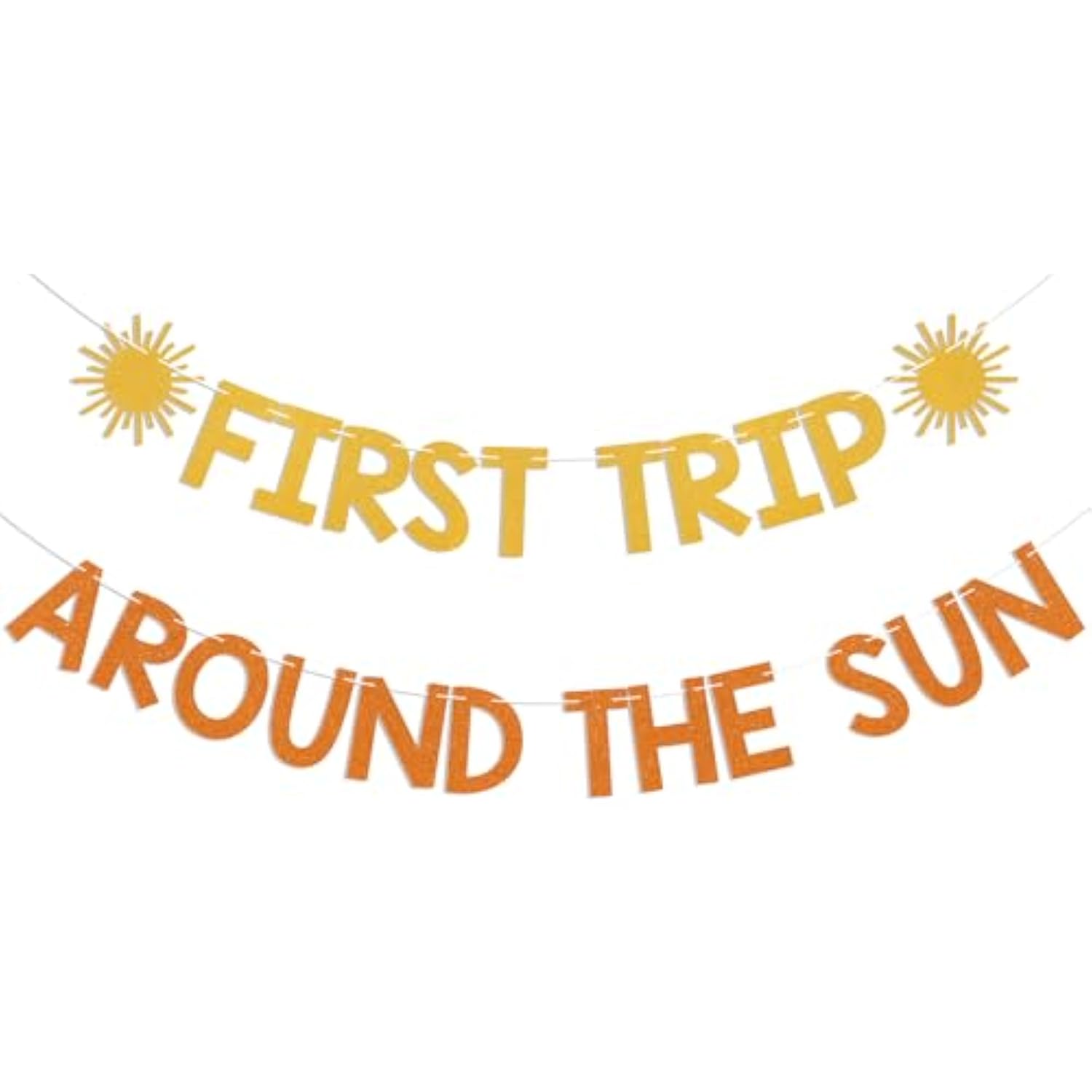 First Trip Around The Sun Banner - Boho Sunshine 1St Birthday Party Banner, Sunshine Baby Shower Party Decorations Gold Orange