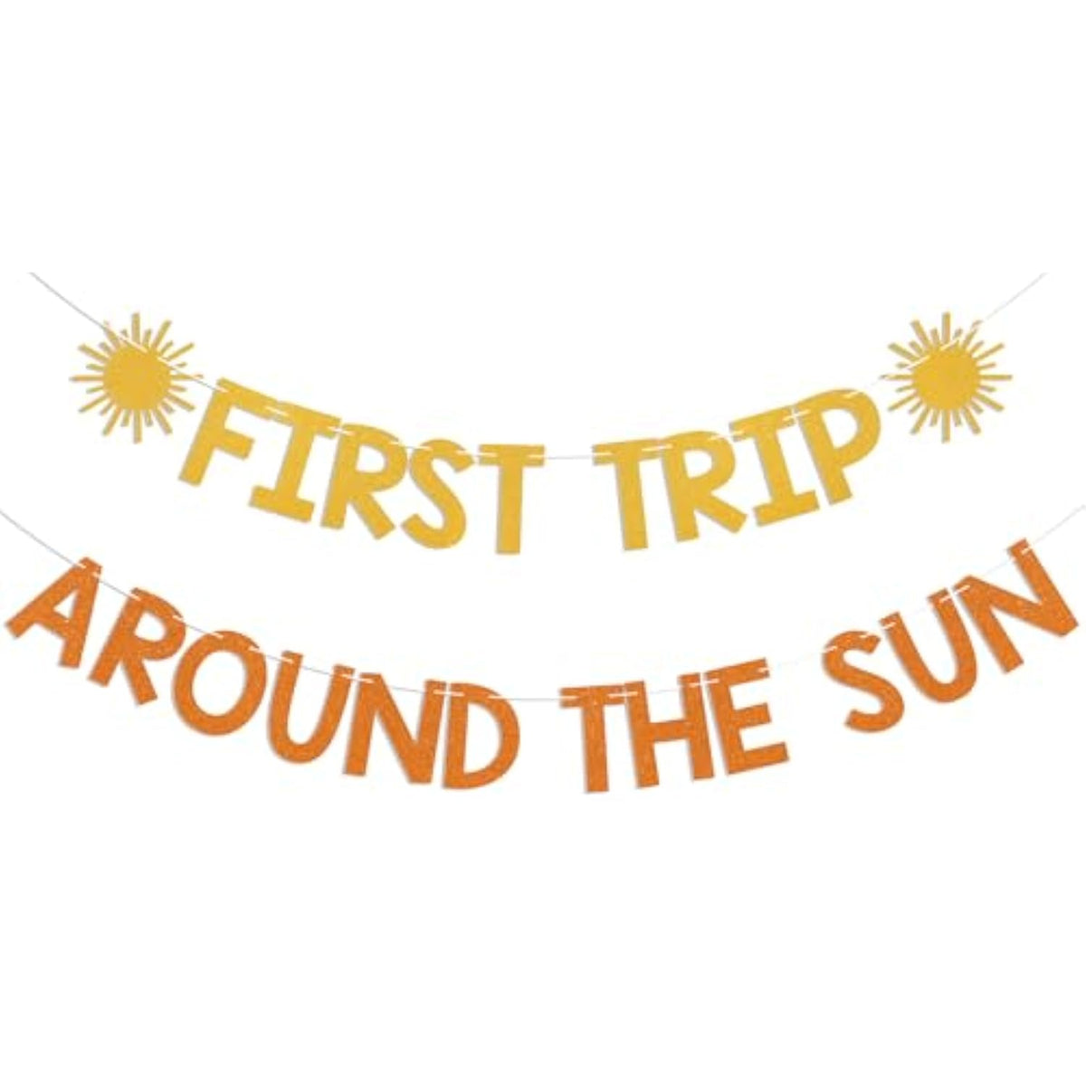 First Trip Around The Sun Banner - Boho Sunshine 1St Birthday Party Banner, Sunshine Baby Shower Party Decorations Gold Orange